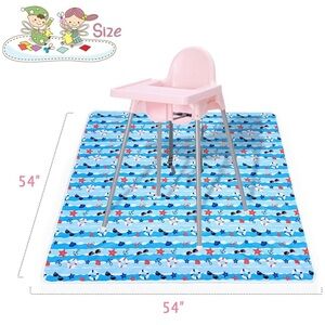 Baby splat mat for under high chair for feeding art picnic waterproof 54x54